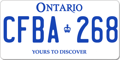 ON license plate CFBA268