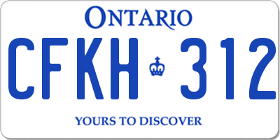 ON license plate CFKH312