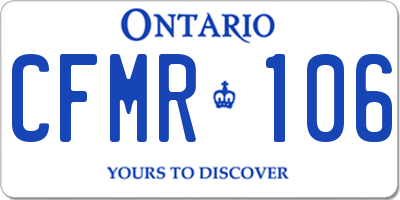 ON license plate CFMR106