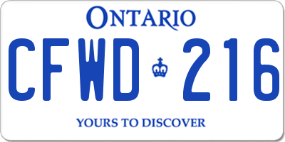 ON license plate CFWD216