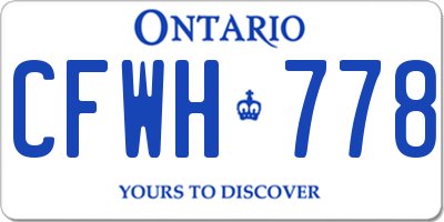 ON license plate CFWH778