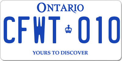 ON license plate CFWT010