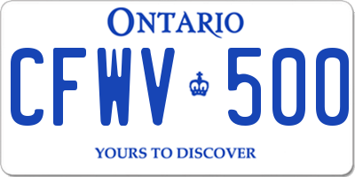 ON license plate CFWV500