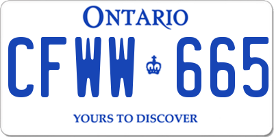 ON license plate CFWW665