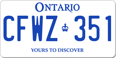 ON license plate CFWZ351