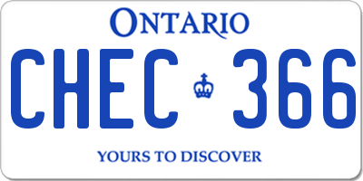 ON license plate CHEC366