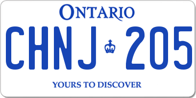 ON license plate CHNJ205