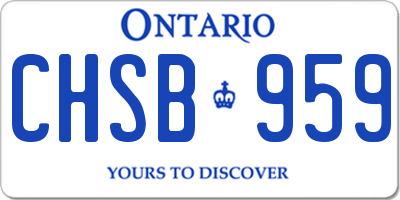 ON license plate CHSB959