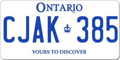 ON license plate CJAK385
