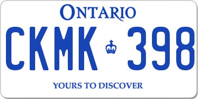ON license plate CKMK398