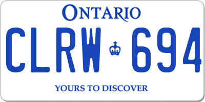 ON license plate CLRW694