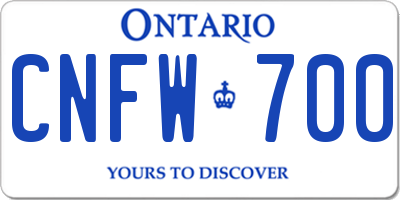 ON license plate CNFW700