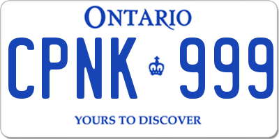 ON license plate CPNK999