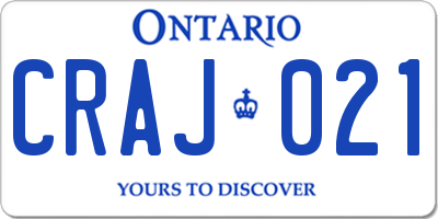 ON license plate CRAJ021