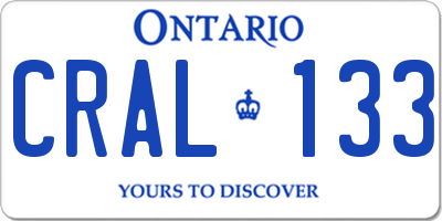 ON license plate CRAL133