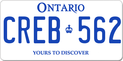ON license plate CREB562