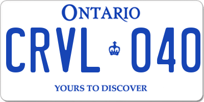 ON license plate CRVL040