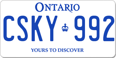 ON license plate CSKY992