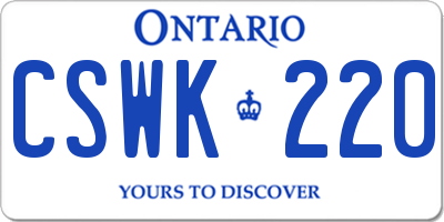 ON license plate CSWK220