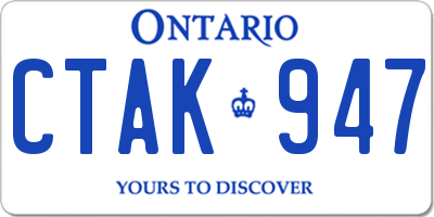 ON license plate CTAK947