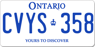 ON license plate CVYS358