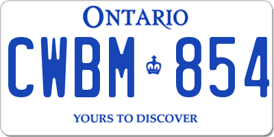 ON license plate CWBM854