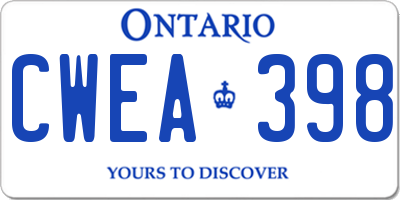 ON license plate CWEA398