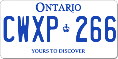 ON license plate CWXP266