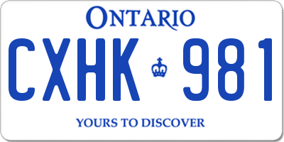 ON license plate CXHK981