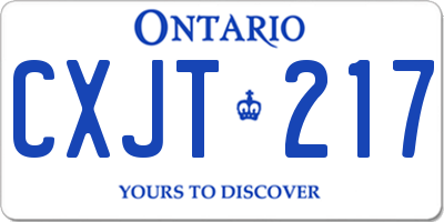 ON license plate CXJT217