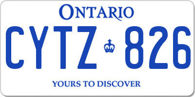 ON license plate CYTZ826