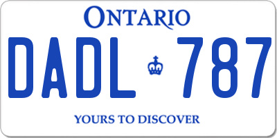 ON license plate DADL787