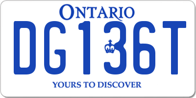 ON license plate DG136T