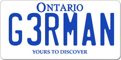ON license plate G3RMAN