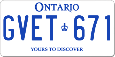 ON license plate GVET671