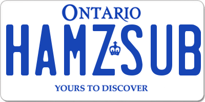 ON license plate HAMZSUB