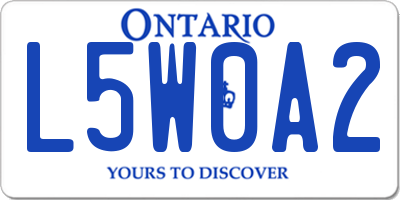 ON license plate L5W0A2