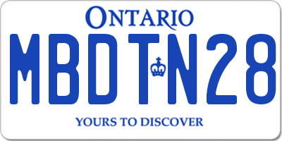 ON license plate MBDTN28