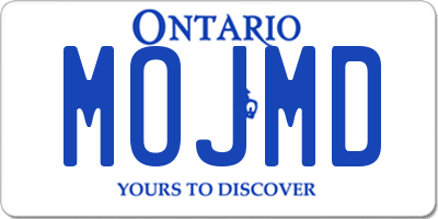 ON license plate MOJMD