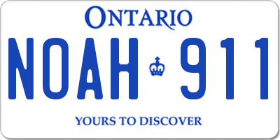 ON license plate NOAH911