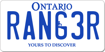 ON license plate RANG3R