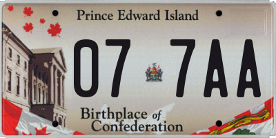 PE license plate 077AA
