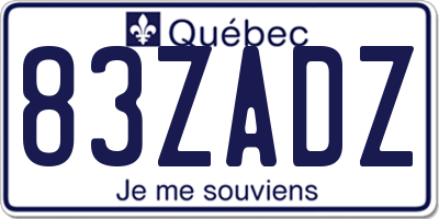 QC license plate 83ZADZ