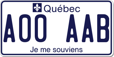 QC license plate A00AAB