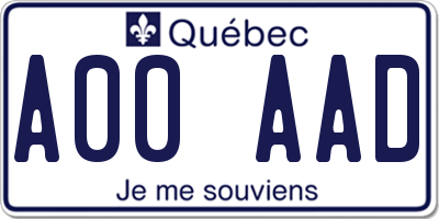 QC license plate A00AAD