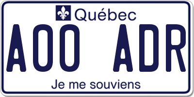 QC license plate A00ADR