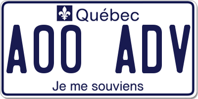 QC license plate A00ADV