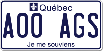 QC license plate A00AGS