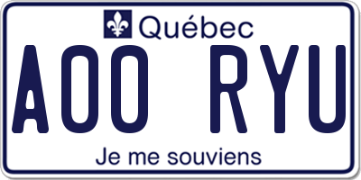 QC license plate A00RYU