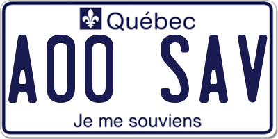 QC license plate A00SAV